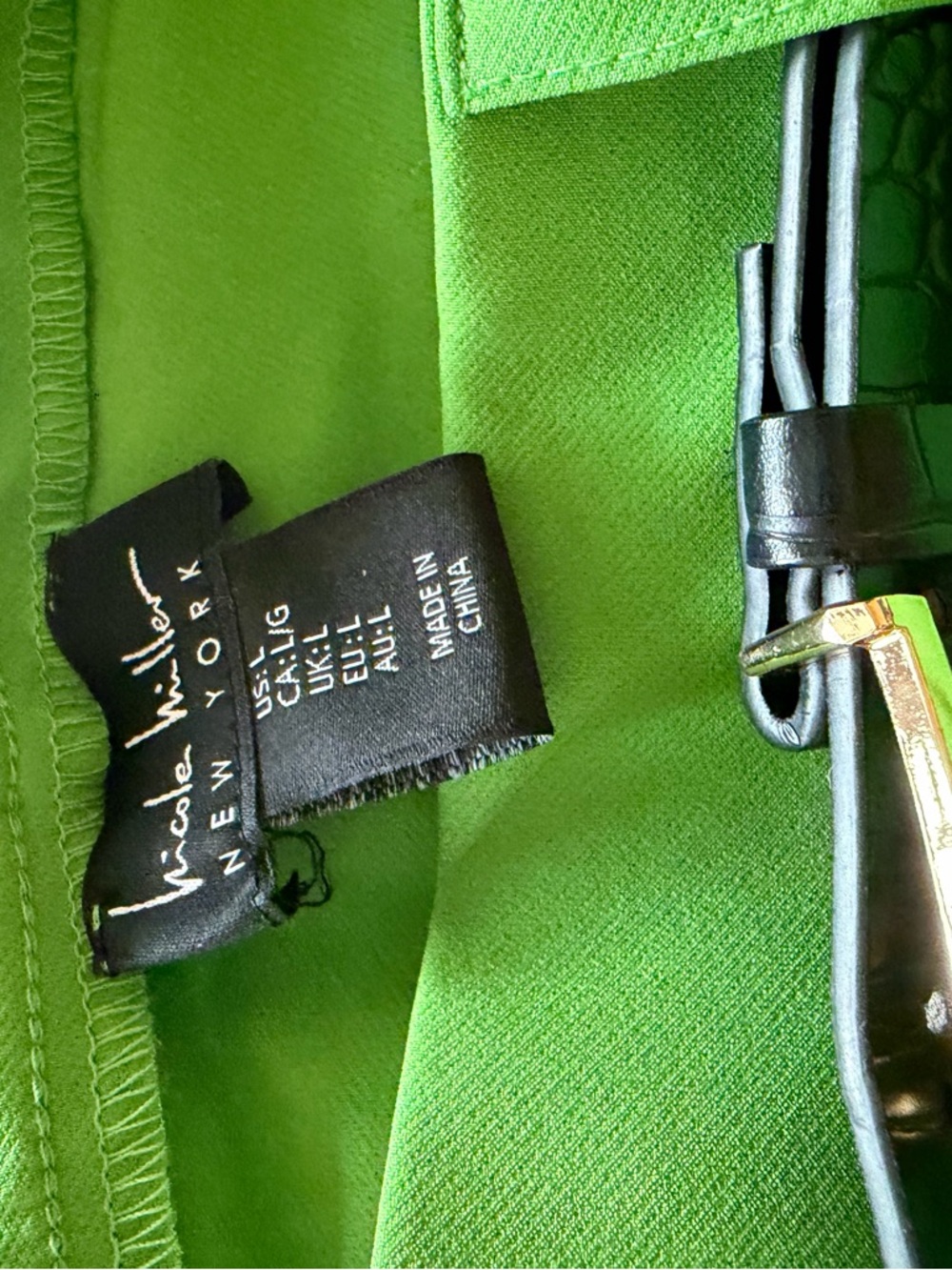 Nicole Miller Lime Green Kick Flare Pants NWT L - Picture 4 of 7